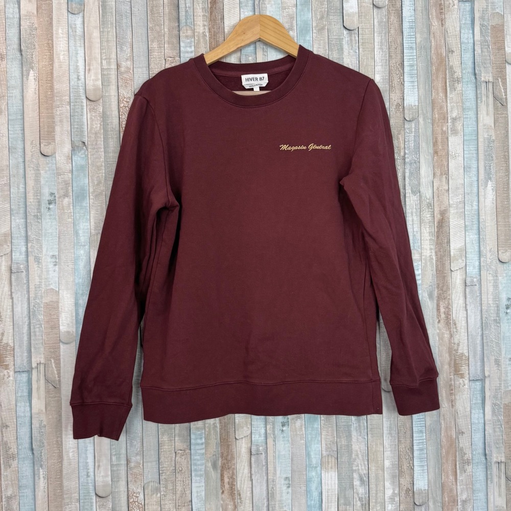 A.P.C. Hiver 87 Magasin General Crew Neck Sweatshirt Burgundy 100% Cotton M L
